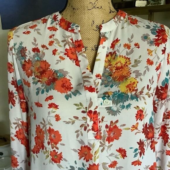 PLEIONE Floral Popover Long Roll-up Sleeves Blouse - Picture 5 of 11